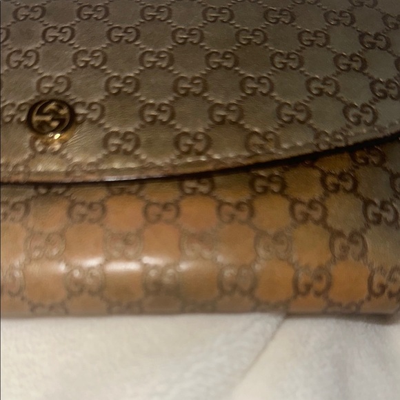 Gucci tan/gold metallic long leather wallet - Picture 6 of 16